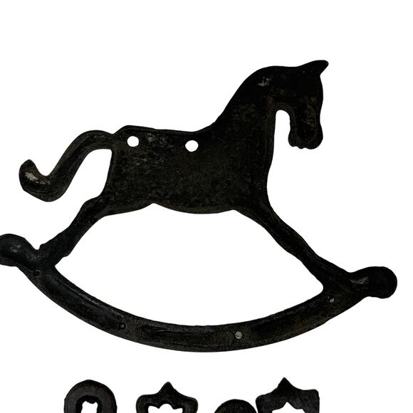 Vintage Taiwan Cast Iron Rocking Horse Utensil Set Wall Decor FREE SHIPPING - Picture 7 of 8